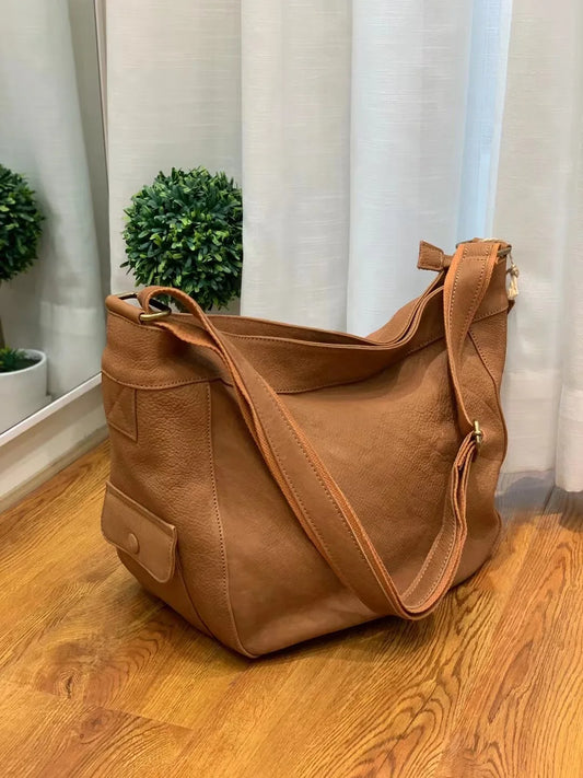 Rust Leather Zip Crossbody Bag
