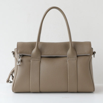 Taupe Leather Belted Work Tote
