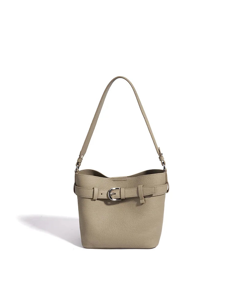 Lavender Buckle Bucket Shoulder Bag