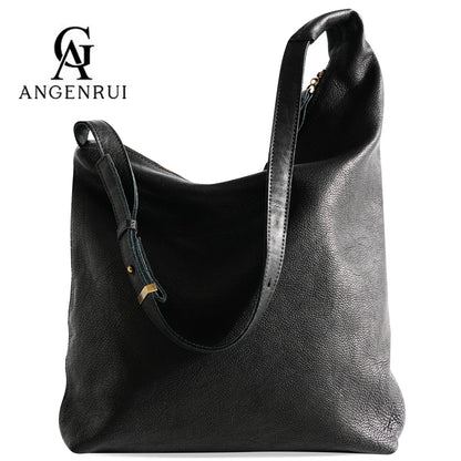 Brown Leather Soft Crossbody Tote