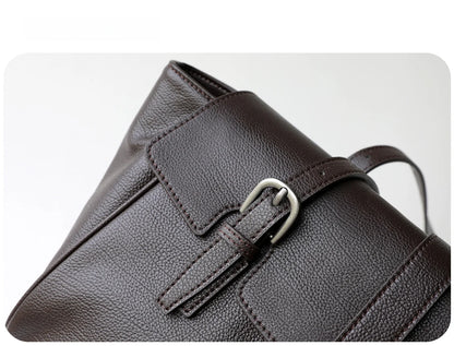 White Leather Belted Tote Bag