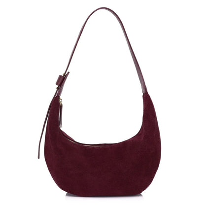 Brown Suede Dumpling Shoulder Bag