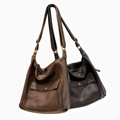 Leather Pocket Hobo Shoulder Bag