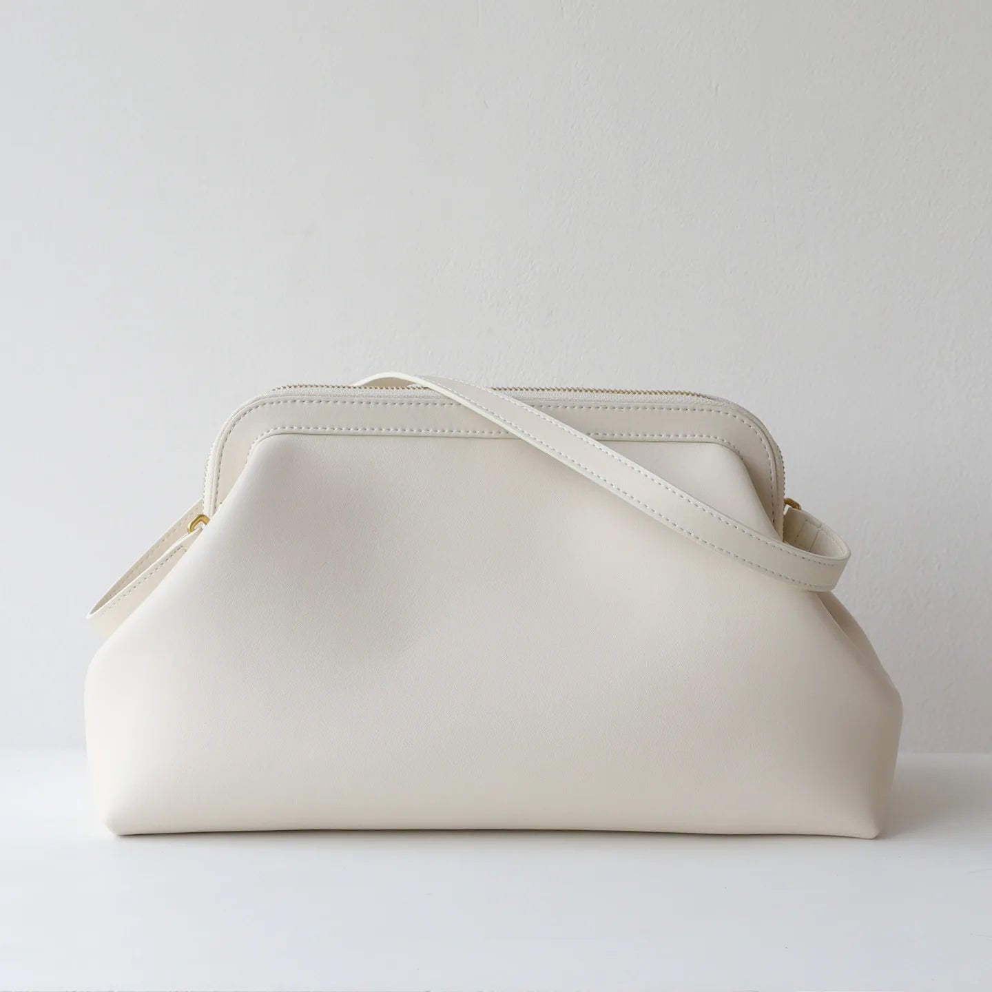 Ivory Leather Frame Crossbody Bag