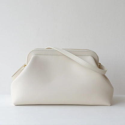 Ivory Leather Frame Crossbody Bag
