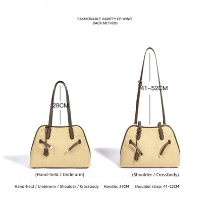 Straw Dome Shoulder Tote Bag