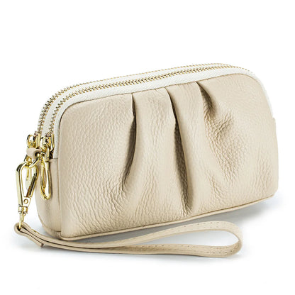 Black Ruched Zip Wristlet Wallet
