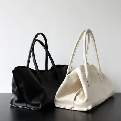 Ivory Leather Triangle Shoulder Tote