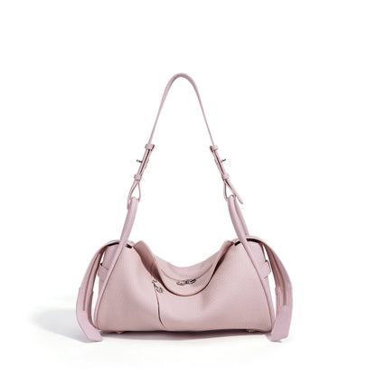 Blue Leather Drawstring Shoulder Bag