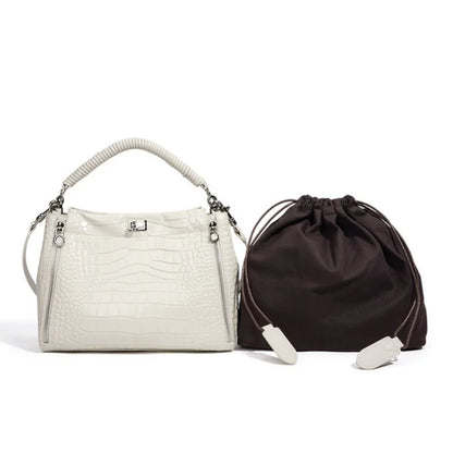 White Leather Mini Frame Satchel