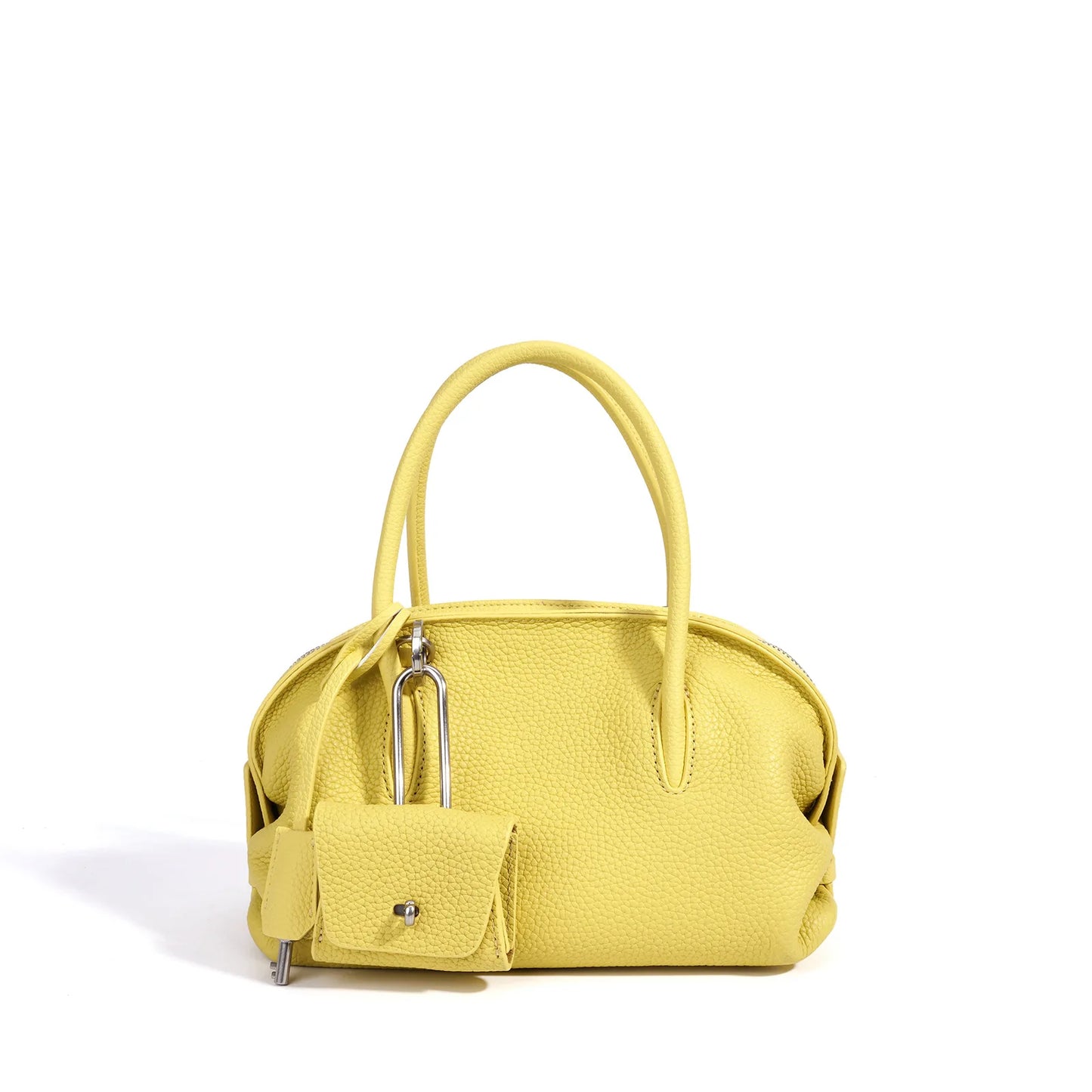 Yellow Leather Mini Boston Bag