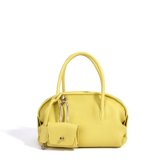 Yellow Leather Mini Boston Bag