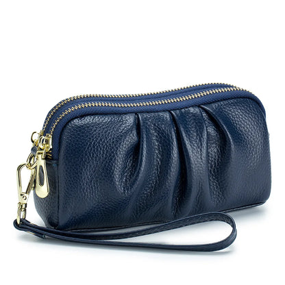 Black Ruched Zip Wristlet Wallet