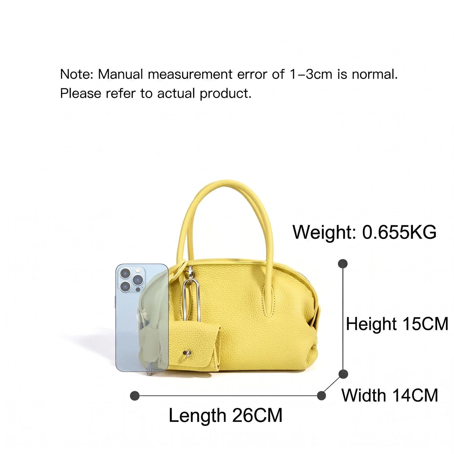 Yellow Leather Mini Boston Bag