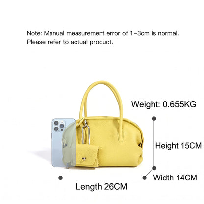 Yellow Leather Mini Boston Bag