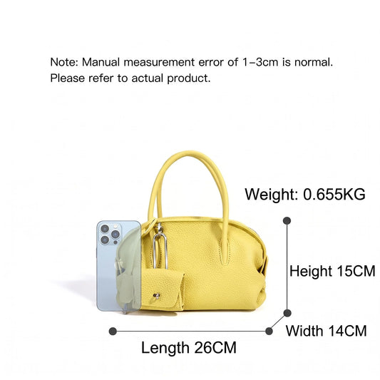 Yellow Leather Mini Boston Bag