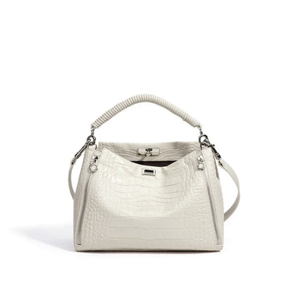 White Leather Mini Frame Satchel