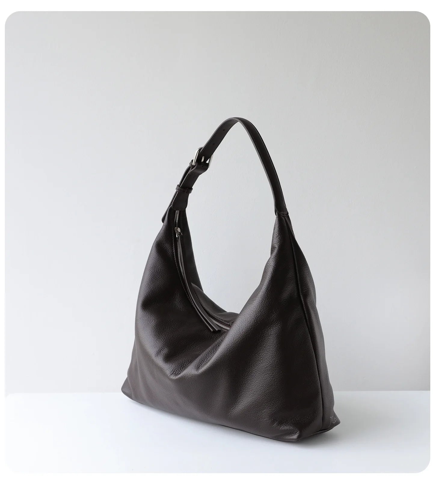 Black Leather Slouch Hobo Bag
