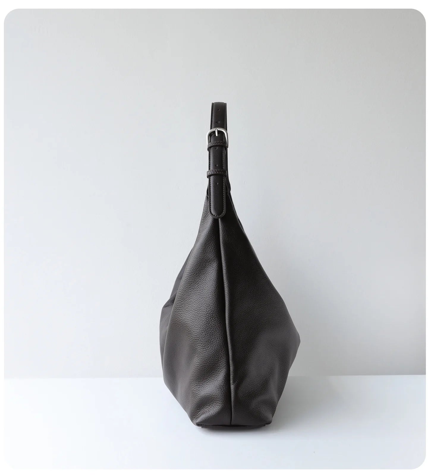 Black Leather Slouch Hobo Bag