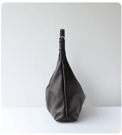 Black Leather Slouch Hobo Bag