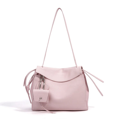 Blue Leather Drawstring Crossbody Bag