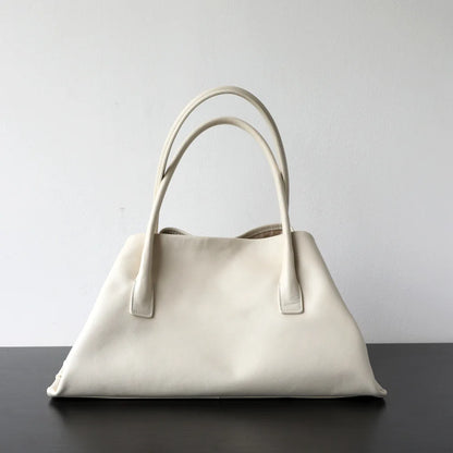 Ivory Leather Triangle Shoulder Tote