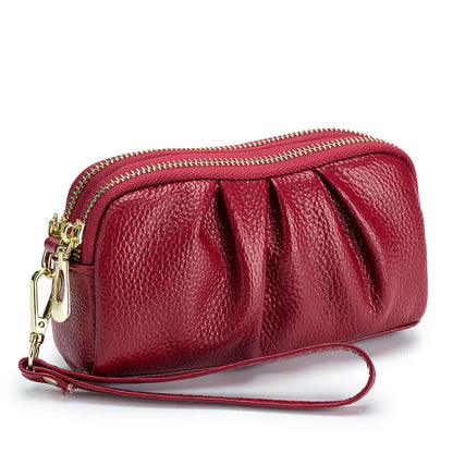 Black Ruched Zip Wristlet Wallet