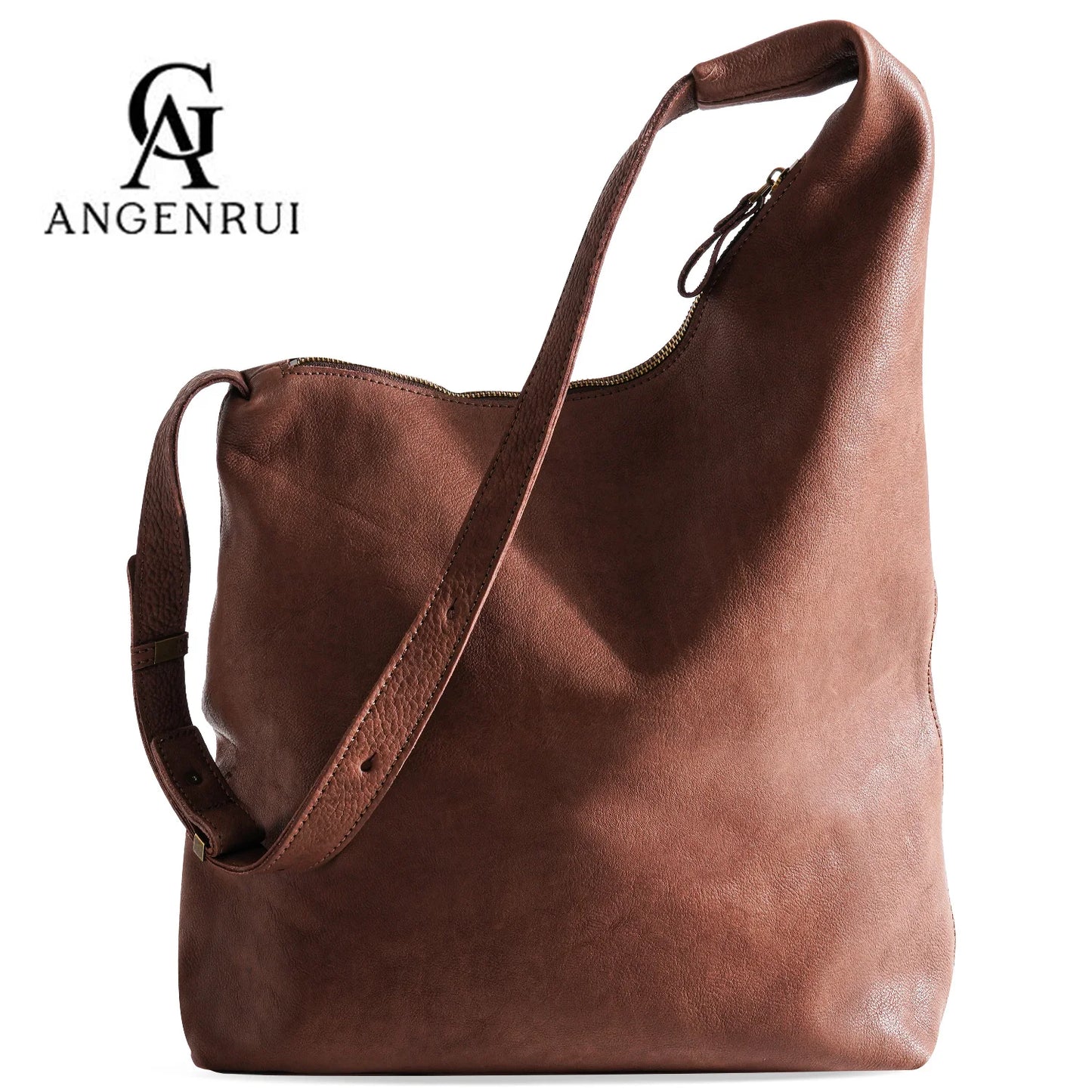 Brown Leather Soft Crossbody Tote