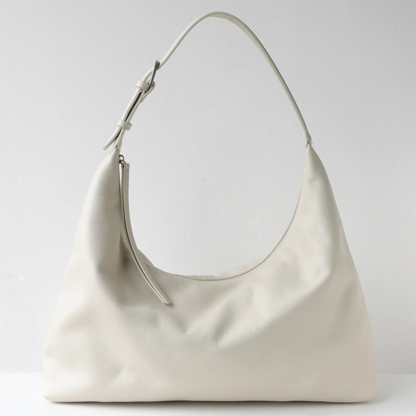 Black Leather Slouch Hobo Bag