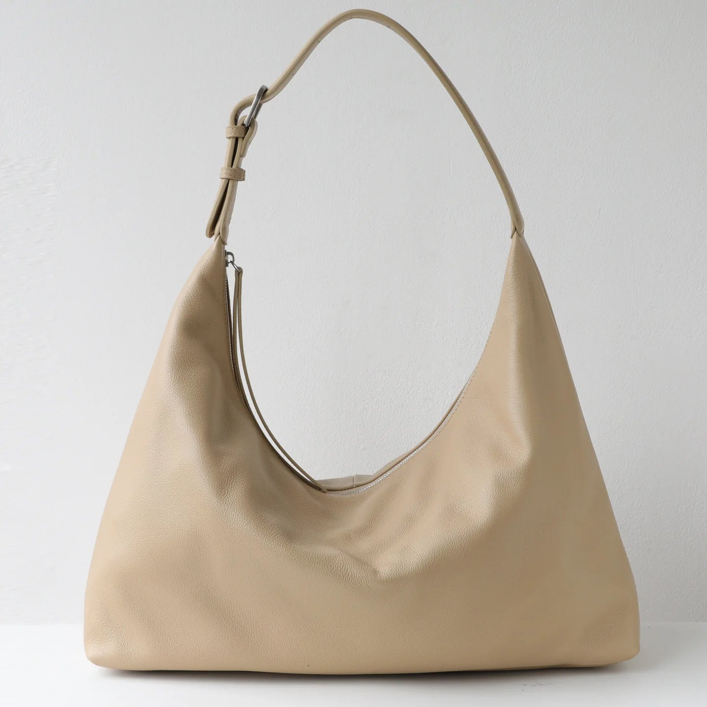 Black Leather Slouch Hobo Bag