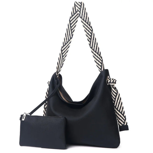 Brown Scarf Strap Hobo Bag