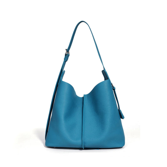 Teal Leather Foldover Hobo Bag