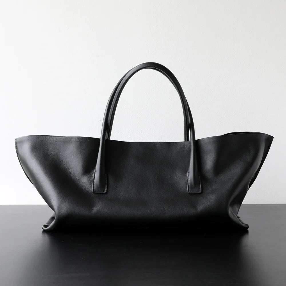 Ivory Leather Triangle Shoulder Tote