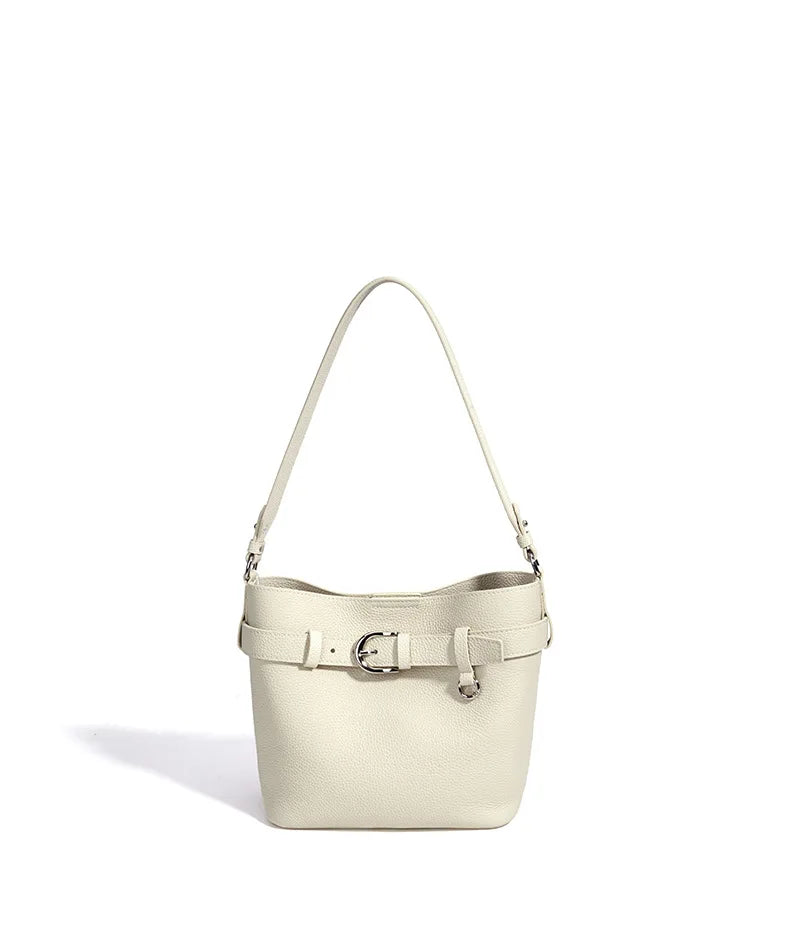 Lavender Buckle Bucket Shoulder Bag