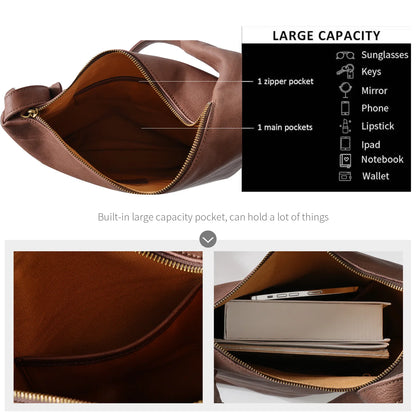 Brown Leather Soft Crossbody Tote