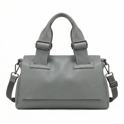 Black Leather Buckle Satchel Bag