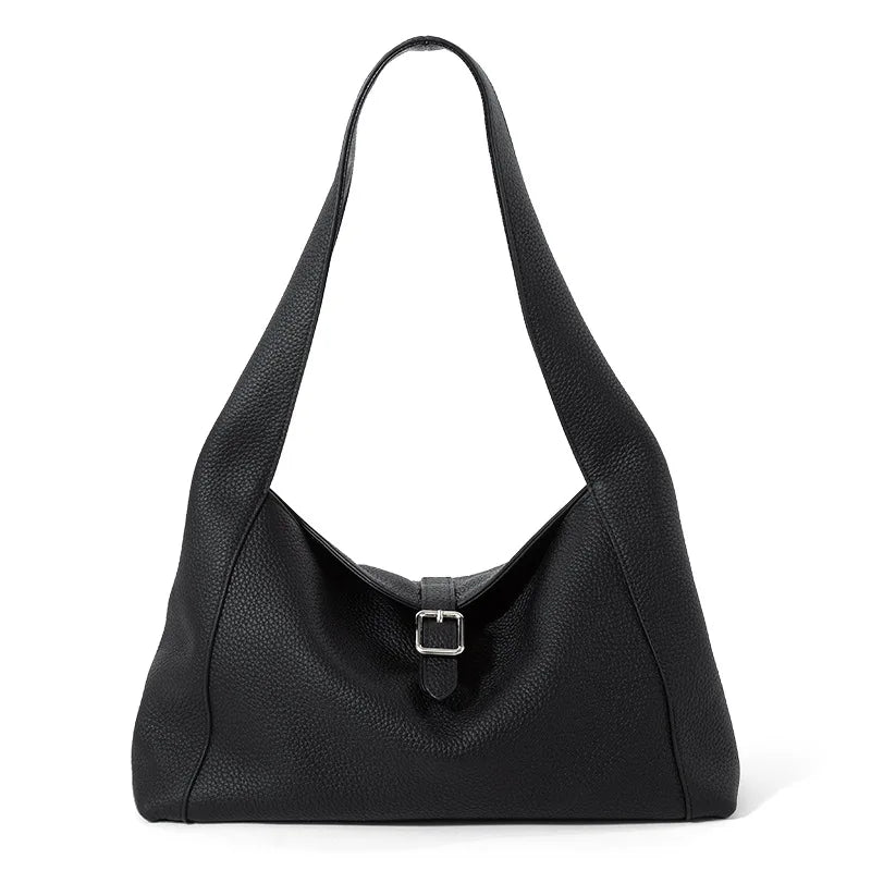 Ivory Leather Foldover Hobo Bag
