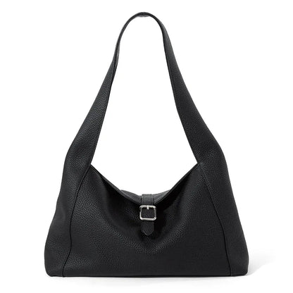 Ivory Leather Foldover Hobo Bag