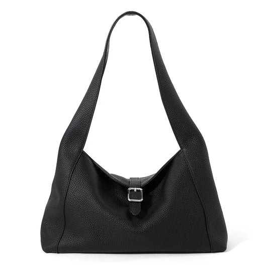 Ivory Leather Foldover Hobo Bag