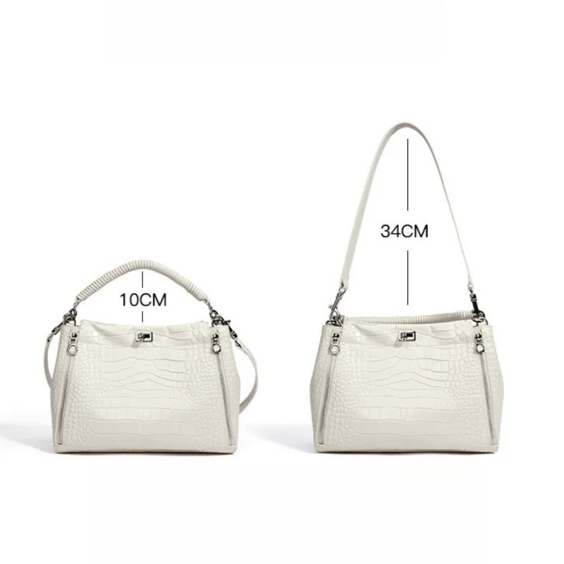 White Leather Mini Frame Satchel