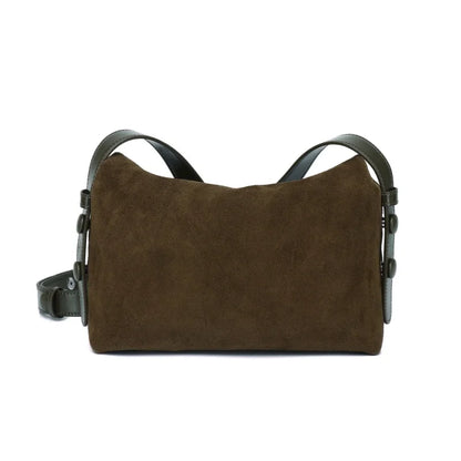Brown Suede Flap Crossbody Bag