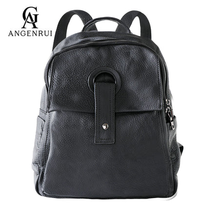 Taupe Leather Buckle Backpack Bag