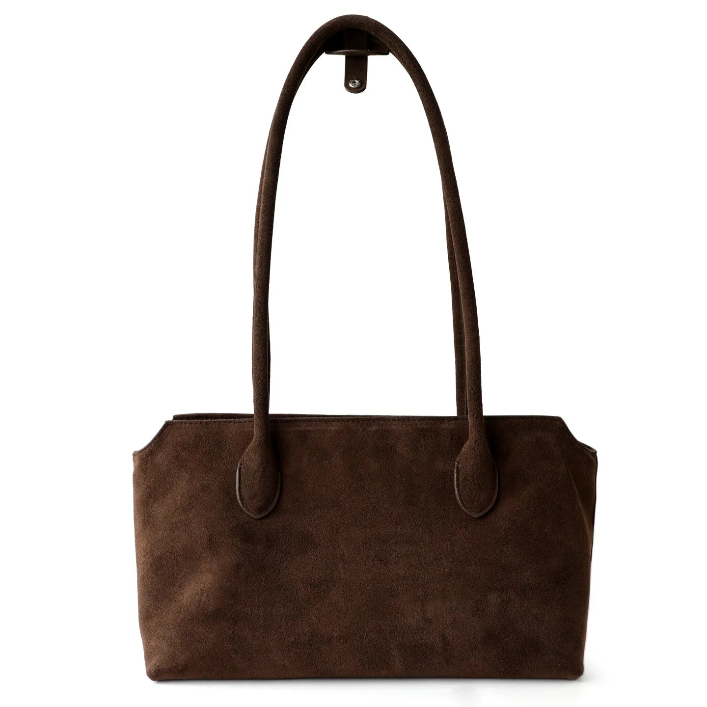 Tan Suede Rectangular Shoulder Tote