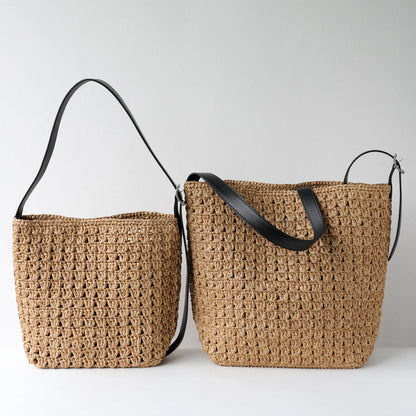 Woven Straw Shopper Tote Bag