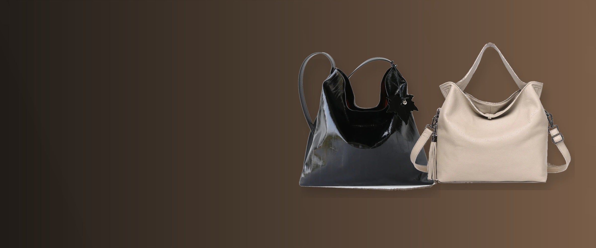 ANGENGRUI black and beige leather evening edit