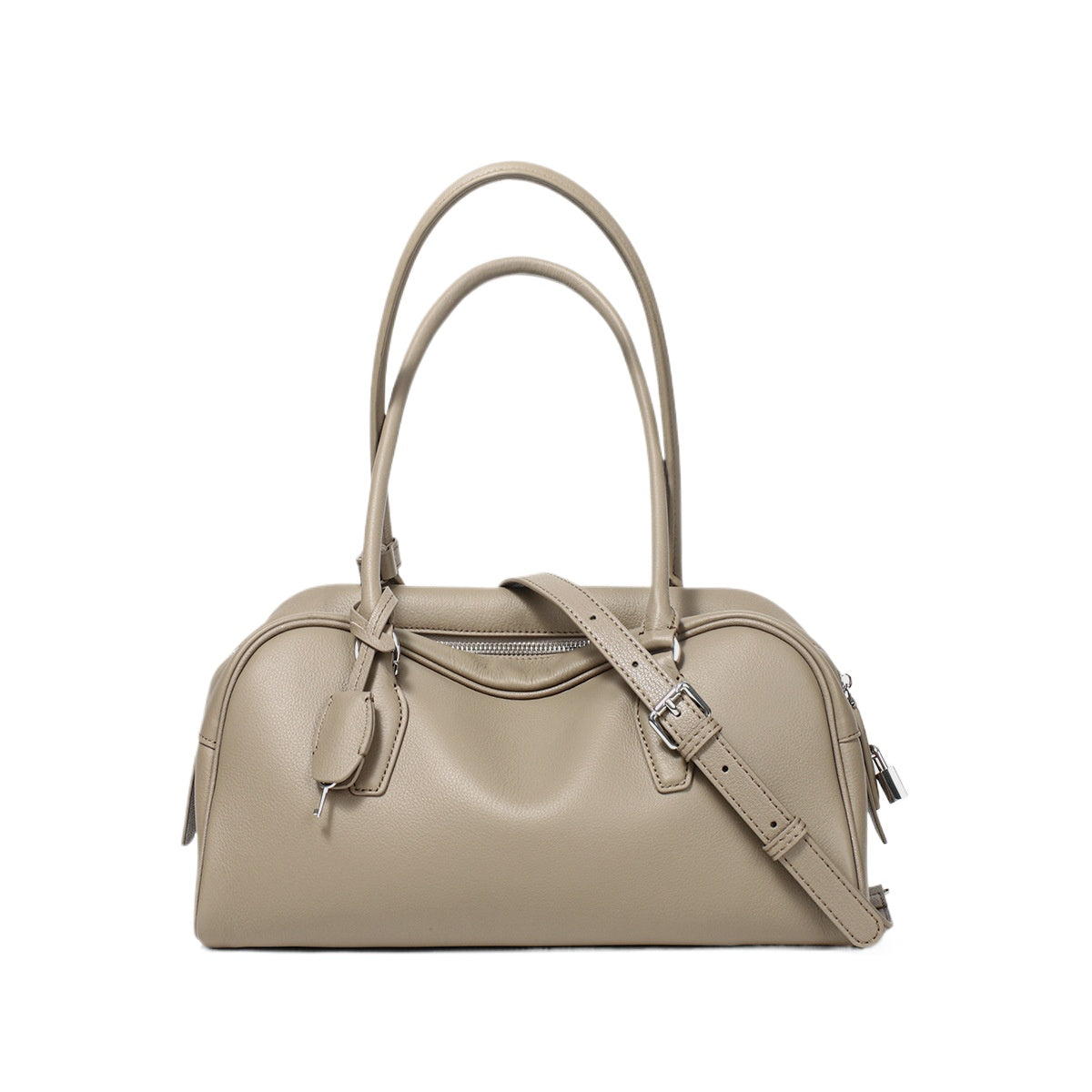 Brown Leather Boston Satchel Bag