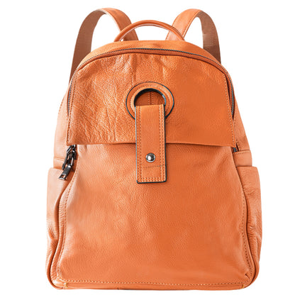 Taupe Leather Buckle Backpack Bag