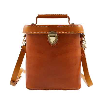 Brown Boxy Lock Crossbody Bag