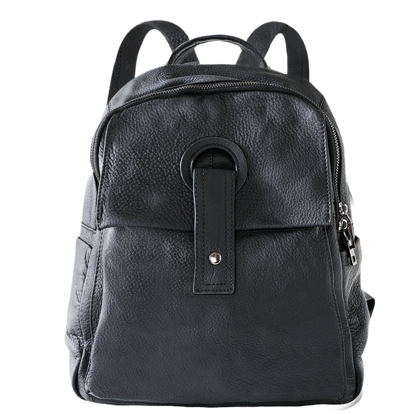 Taupe Leather Buckle Backpack Bag