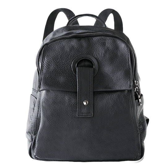 Taupe Leather Buckle Backpack Bag
